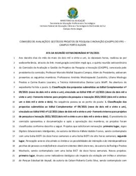 Ata 05/2021 - Reunião Extraordinária