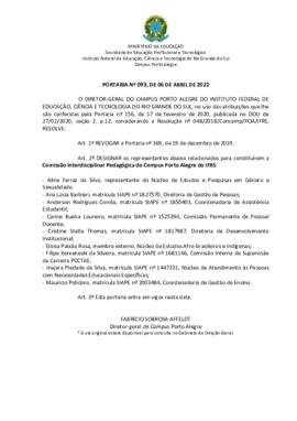 Portaria 092/2022 - revogada