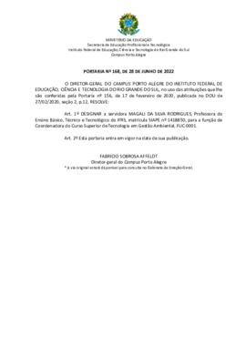Portaria 168/2022