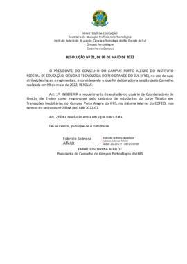 Resolução 021/2022