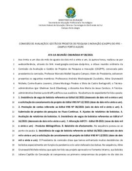 Ata 08/2021 - Reunião Ordinária
