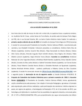 Ata 001/2023 - Reunião Ordinária