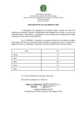 Resolução 005/2022