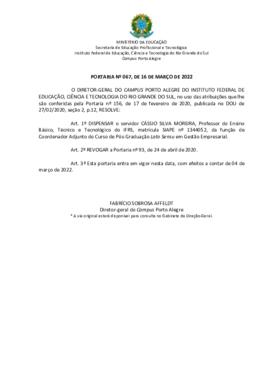 Portaria 067/2022