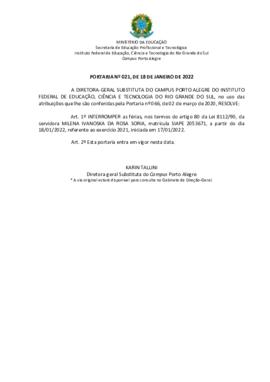 Portaria 021/2022