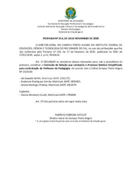 Portaria 314/2020