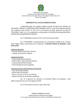Portaria 317/2022 - revogada