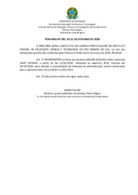 Portaria 291/2020