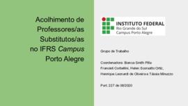 Relatório do Grupo de Trabalho Acolhimento de professores substitutos