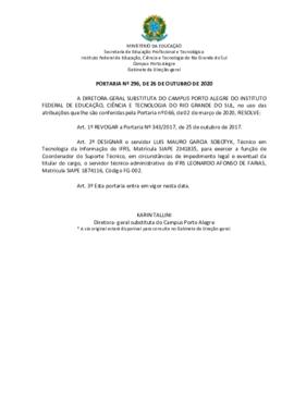 Portaria 296/2020