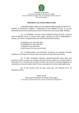 Portaria 113/2022
