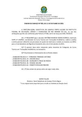 Ordem de serviço 02/2021