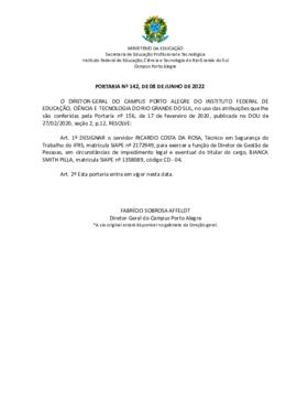 Portaria 142/2022
