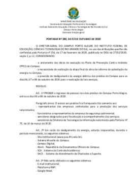 Portaria 280/2020