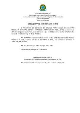 Resolução 005/2021