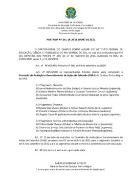 Portaria 257/2021 - revogada