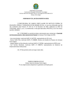 Portaria 271/2021 - revogada