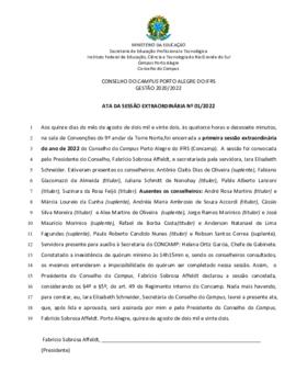 Ata 001/2022 - Reunião Extraordinária