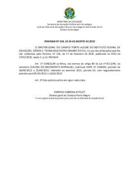 Portaria 318/2022