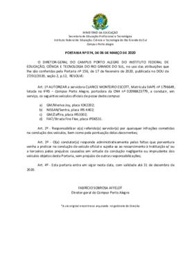 Portaria 74/2020