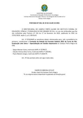 Portaria 262/2021