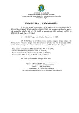 Portaria 384/2022