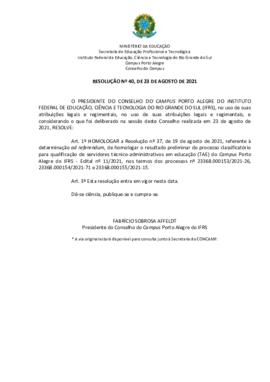 Resolução 040/2021
