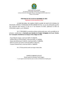 Portaria 370/2021 - retificada
