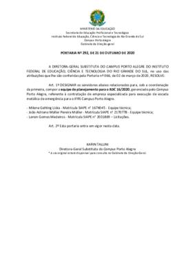 Portaria 292/2020