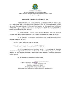 Portaria 374/2022 - revogada