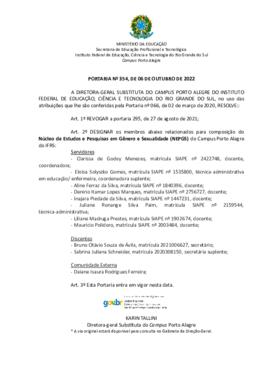 Portaria 354/2022 - revogada