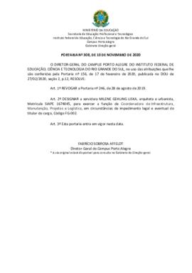Portaria 308/2020 - revogada