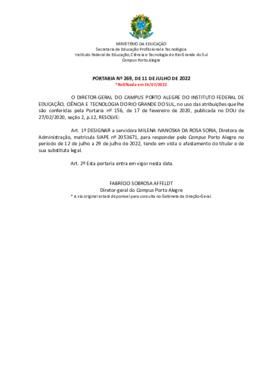 Portaria 269/2022 - retificada