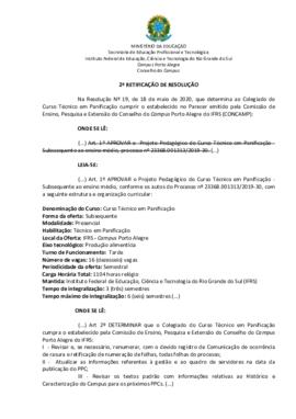 Retificação da Resolução 019/2020