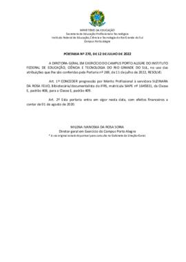 Portaria 270/2022
