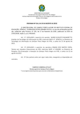 Portaria 314/2022