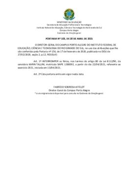 Portaria 103/2021