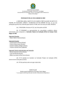 Portaria 024/2022 - revogada
