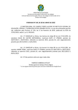 Portaria 149/2022