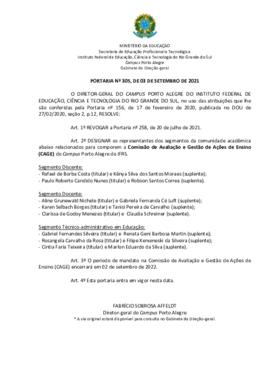 Portaria 305/2021 - revogada