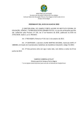 Portaria 255/2022