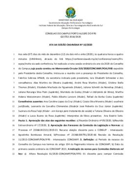 Ata 10/2020 - Reunião Ordinária