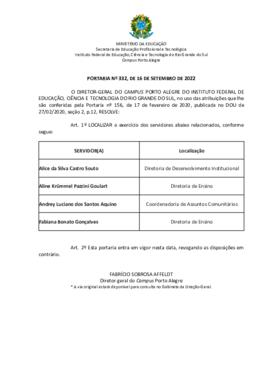 Portaria 332/2022