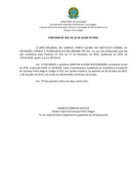 Portaria 254/2021