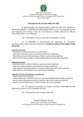 Portaria 070/2022