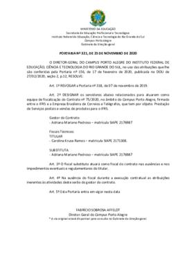 Portaria 321/2020 - revogada