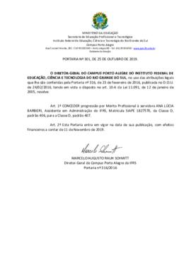 Portaria 301/2019