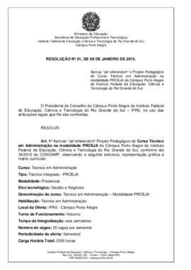 Resolução 001/ 2015 - revogada