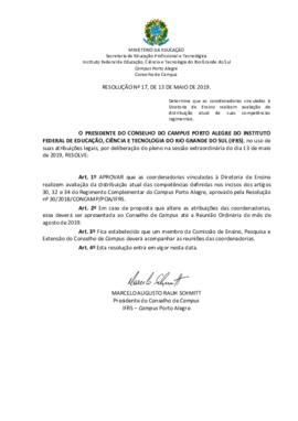 Resolução 17/ 2019