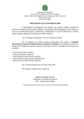 Resolução 018/2020